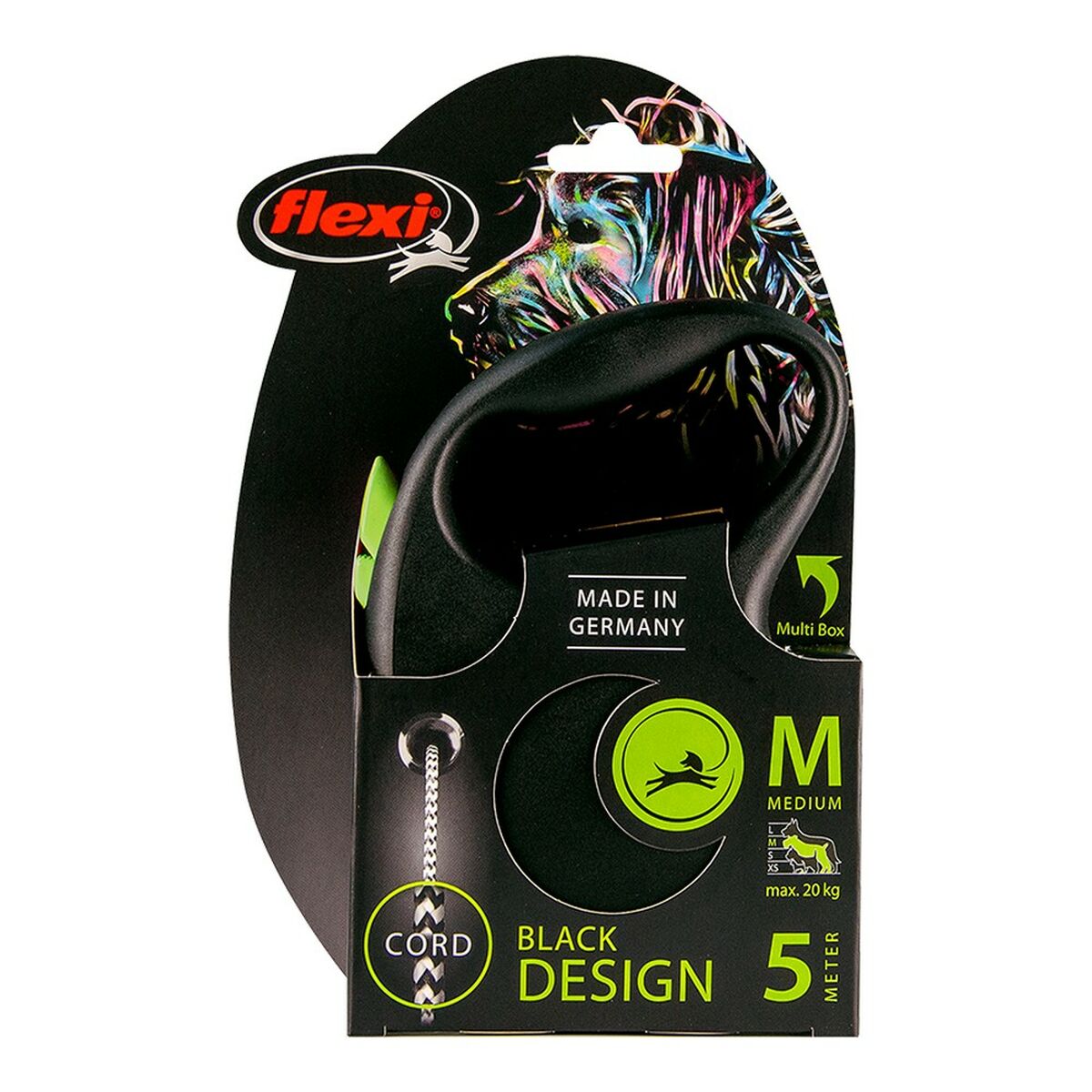 Hundebly Flexi BLACK DESIGN 5 m Størrelse M Grøn